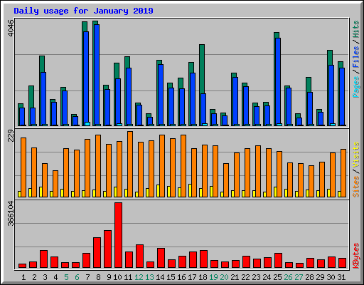 Daily usage for January 2019