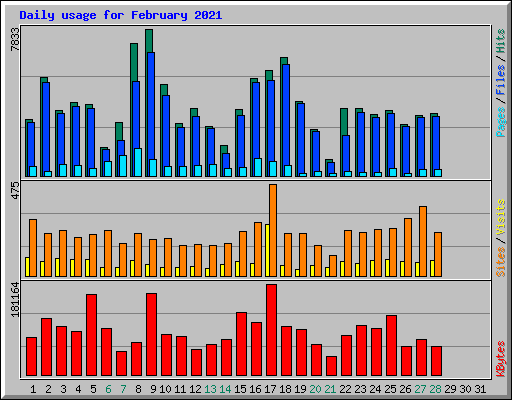 Daily usage for February 2021