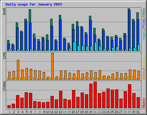 Daily usage for January 2023