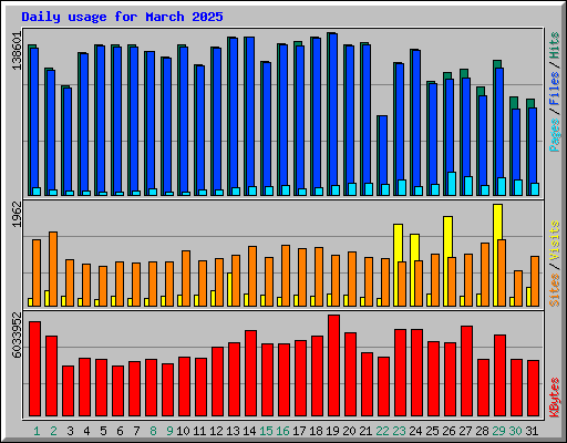 Daily usage for March 2025
