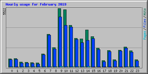 Hourly usage for February 2019