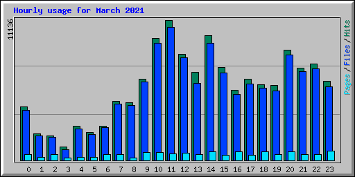 Hourly usage for March 2021